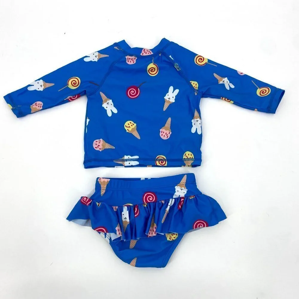 DOT AUSTRALIA Blue Bunny Ice Cream Lollipop Long Sleeve Two Piece Swim Suit 1T